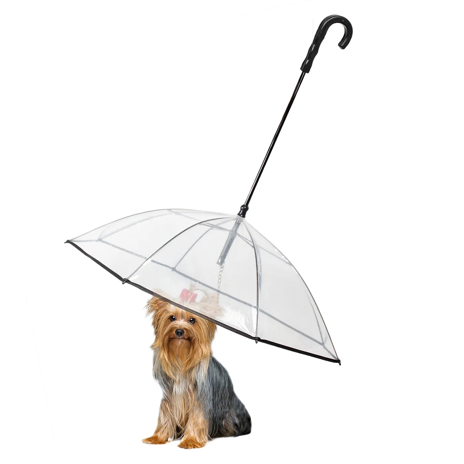 Dog Umbrella Adjustable Doggy Umbrella Chains Rainproof Snowproof for Puppy - Clear