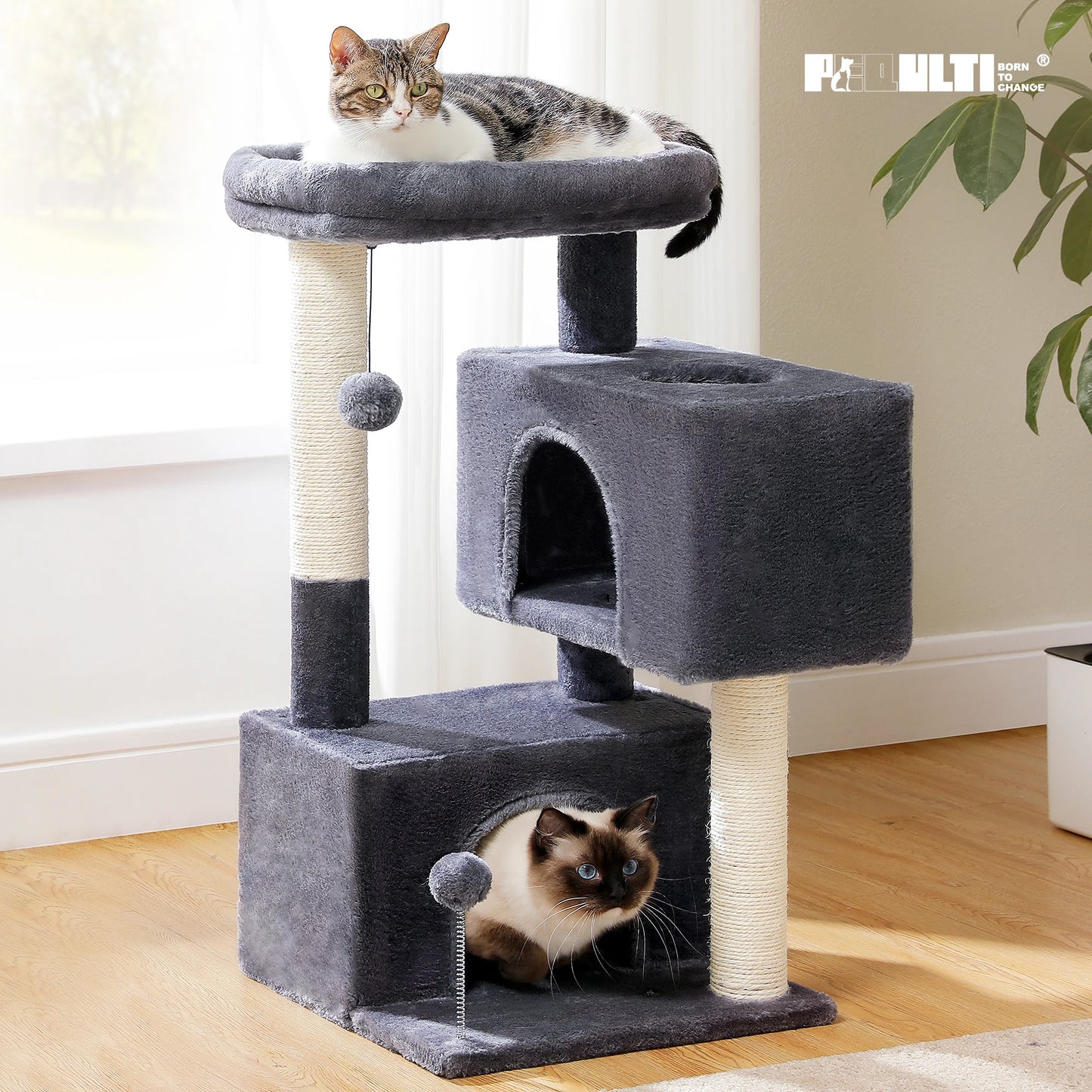 Cat Tree for Large Cats Cat Tower for Indoor Cats up to 10Kg with 2 Large Condos Cat Scratching Posts and Large Cat Perch
